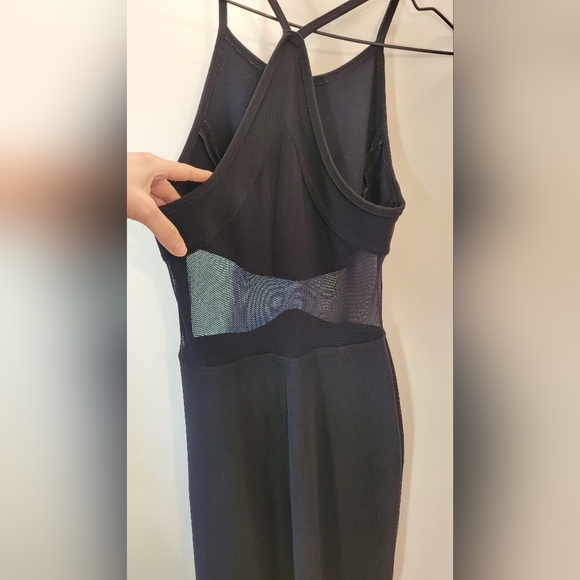 90s Rampage Vintage Deadstock Black Maxi Dress with Sheer Waist Detail - Size 9 - Picture 6 of 7